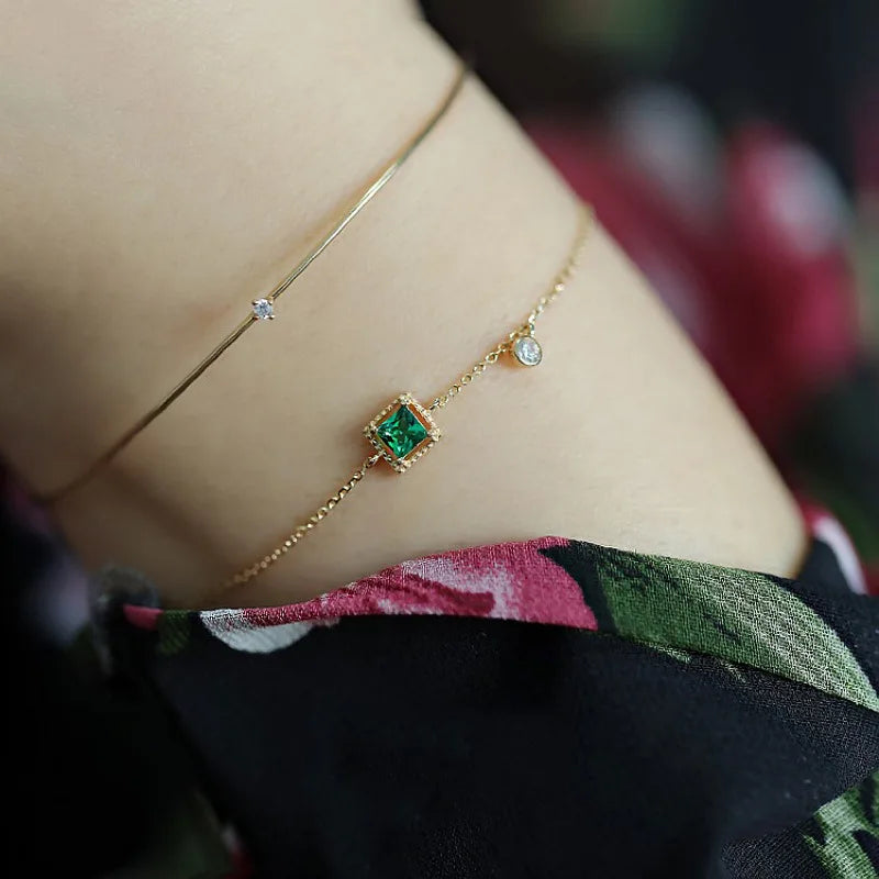 Japanese  Emerald Crystal Chain Bracelet