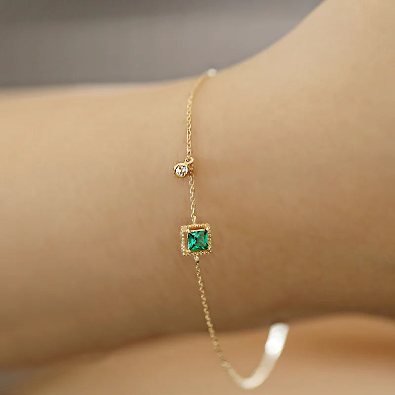 Japanese  Emerald Crystal Chain Bracelet