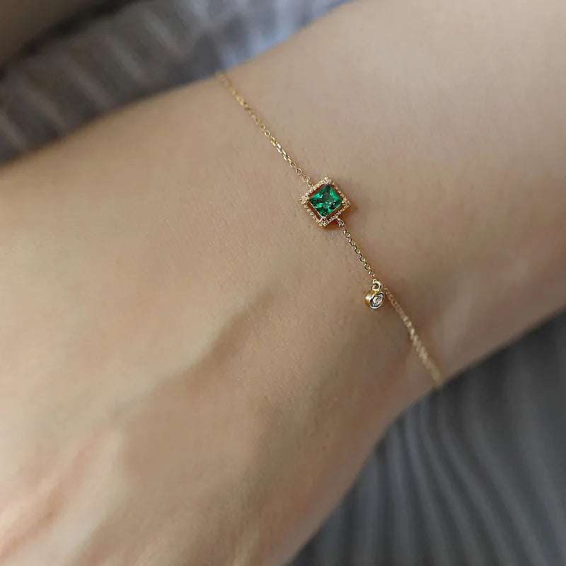 Japanese  Emerald Crystal Chain Bracelet