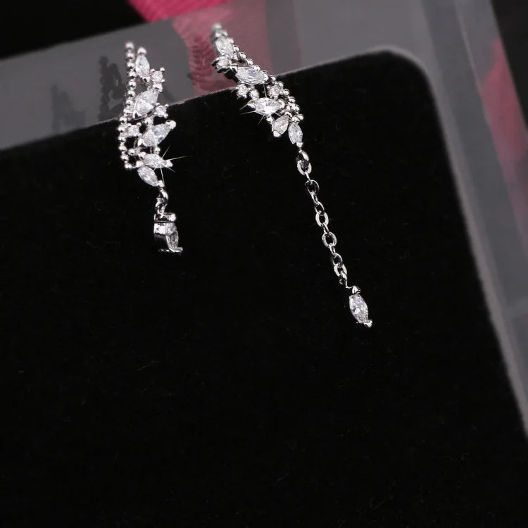 Asymmetric Crystal Wings Drop Earrings