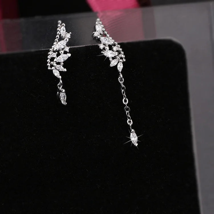 Asymmetric Crystal Wings Drop Earrings