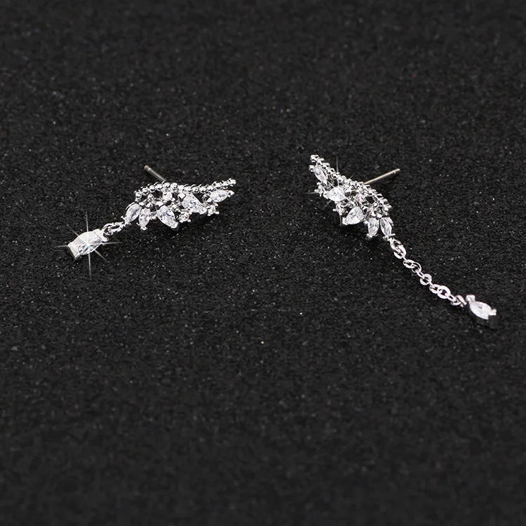 Asymmetric Crystal Wings Drop Earrings