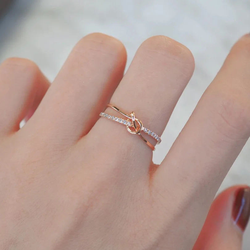 Zircon Knot Double Layer Ring